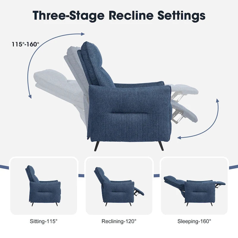 Glitzhome Fauteuil inclinable 41H en tissu avec dossier segmenté ergonomique