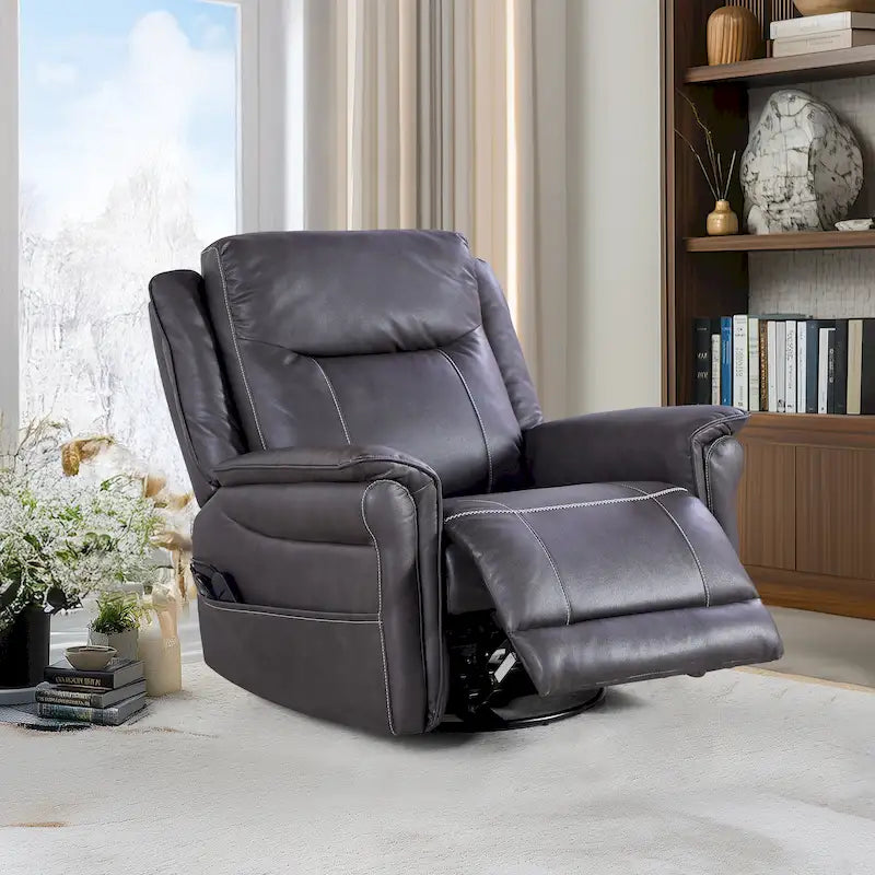 GDFStudio - Fauteuil inclinable pivotant et basculant électrique Harrison avec chauffage et massage, accoudoirs coussinés, pour salons