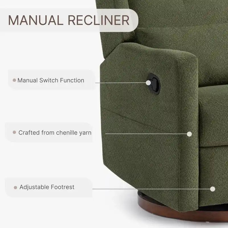 Fauteuil inclinable pivotant et coulissant manuel Lincoln avec coussin lombaire