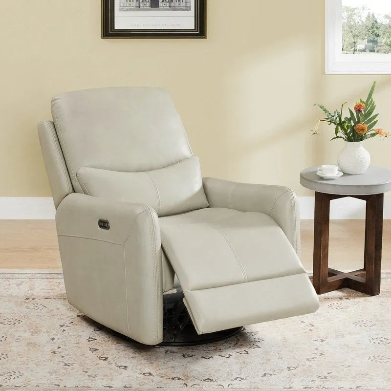 Fauteuil inclinable planeur pivotant électrique Adalyn avec oreiller lombaire