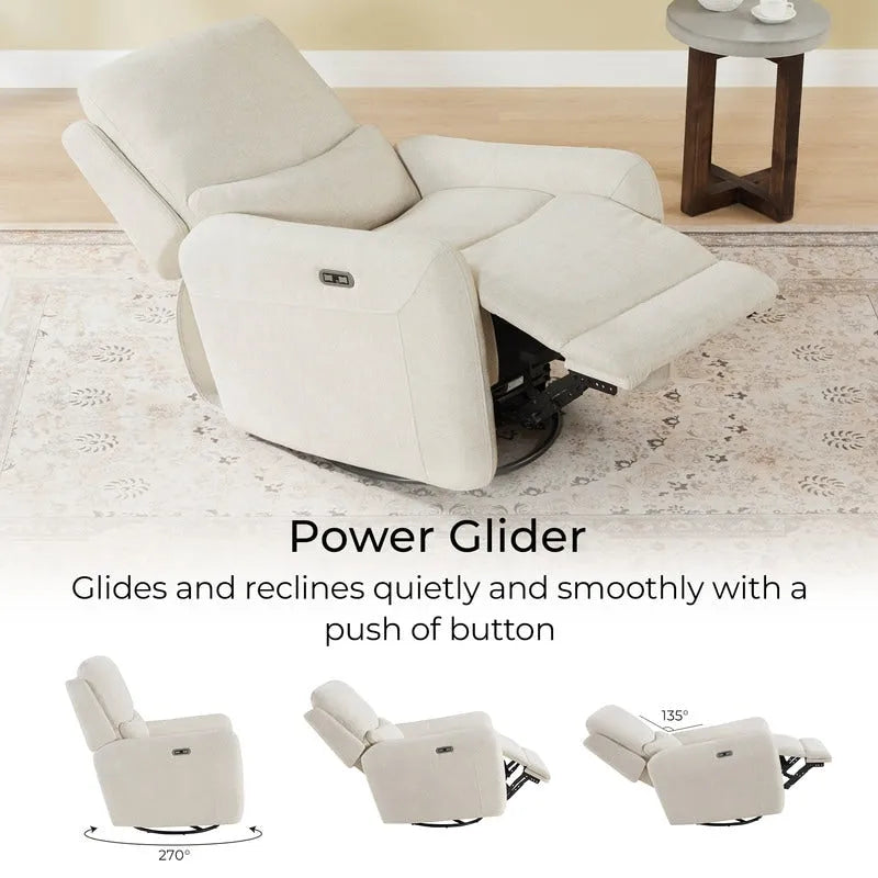 Fauteuil inclinable planeur pivotant électrique Adalyn avec oreiller lombaire