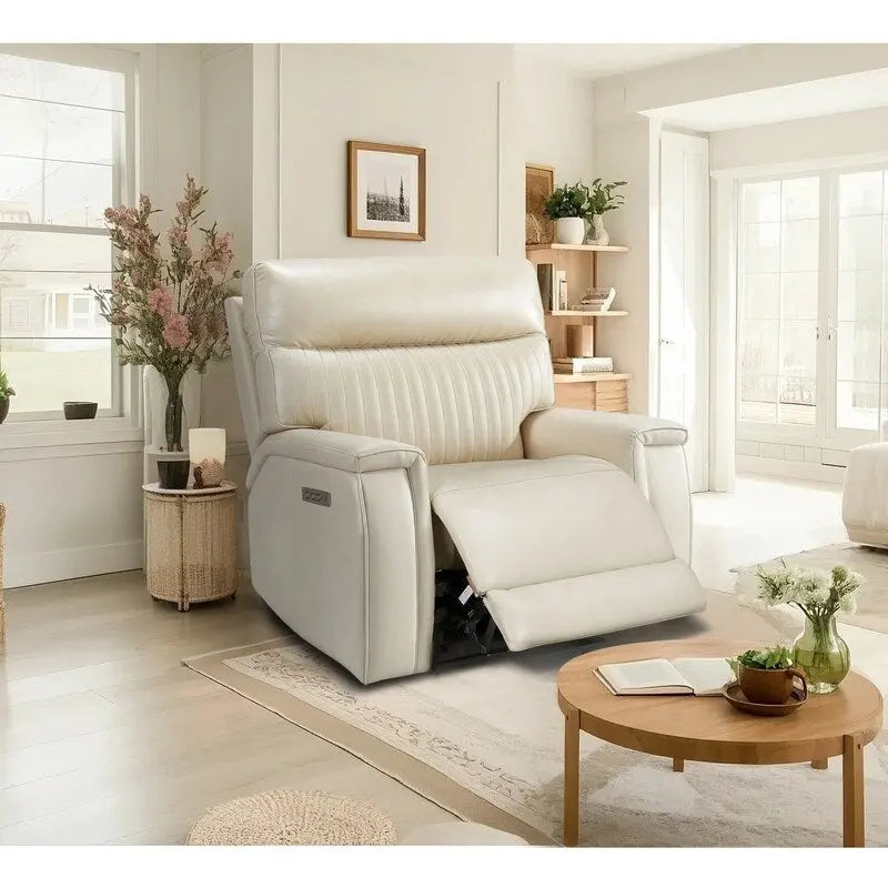 Fauteuil inclinable électrique zéro gravité en cuir avec appui-tête électrique, soutien lombaire électrique, port USB et USB-C