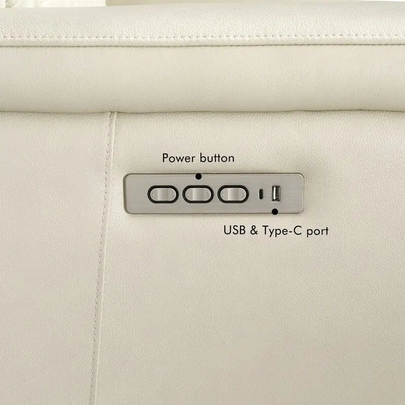 Fauteuil inclinable électrique zéro gravité en cuir avec appui-tête électrique, soutien lombaire électrique, port USB et USB-C