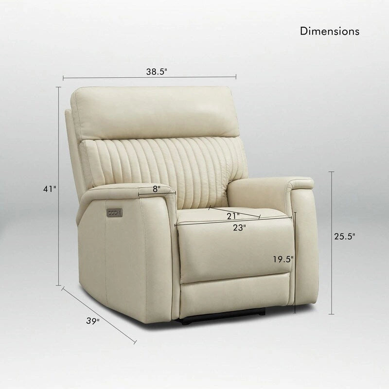 Fauteuil inclinable électrique zéro gravité en cuir avec appui-tête électrique, soutien lombaire électrique, port USB et USB-C