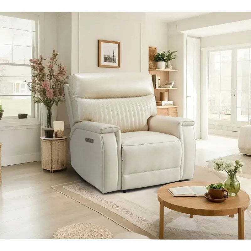 Fauteuil inclinable électrique zéro gravité en cuir avec appui-tête électrique, soutien lombaire électrique, port USB et USB-C