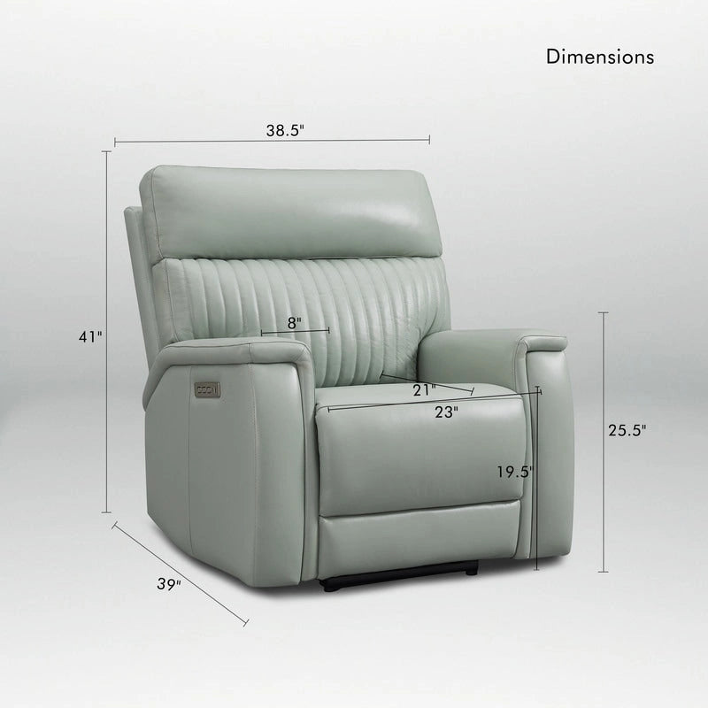 Fauteuil inclinable électrique zéro gravité en cuir avec appui-tête électrique, soutien lombaire électrique, port USB et USB-C
