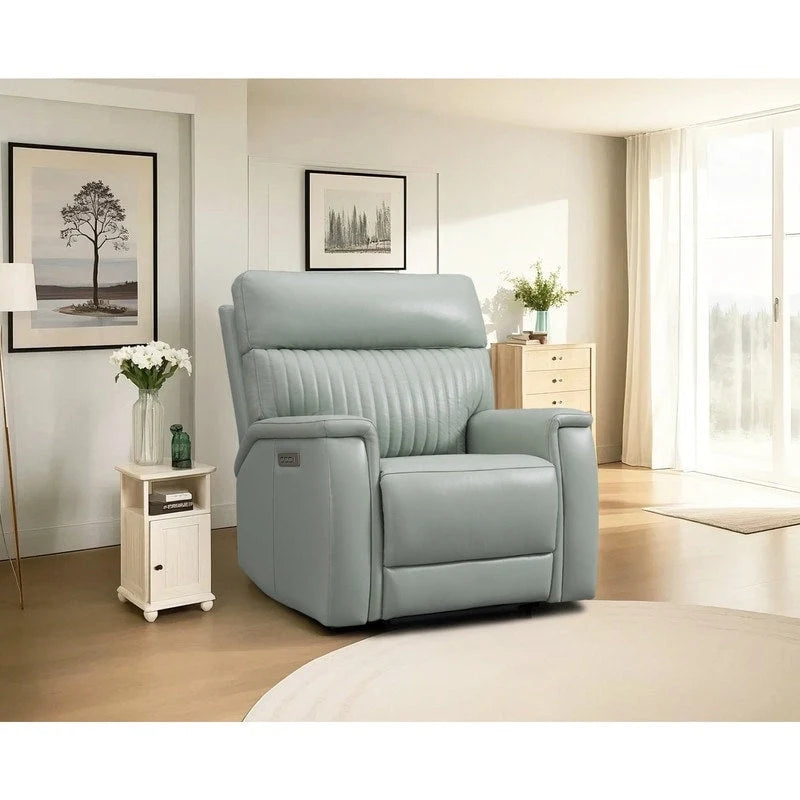 Fauteuil inclinable électrique zéro gravité en cuir avec appui-tête électrique, soutien lombaire électrique, port USB et USB-C