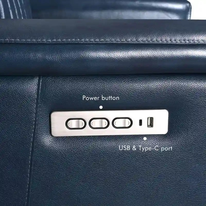 Fauteuil inclinable électrique zéro gravité en cuir avec appui-tête électrique, soutien lombaire électrique, port USB et USB-C
