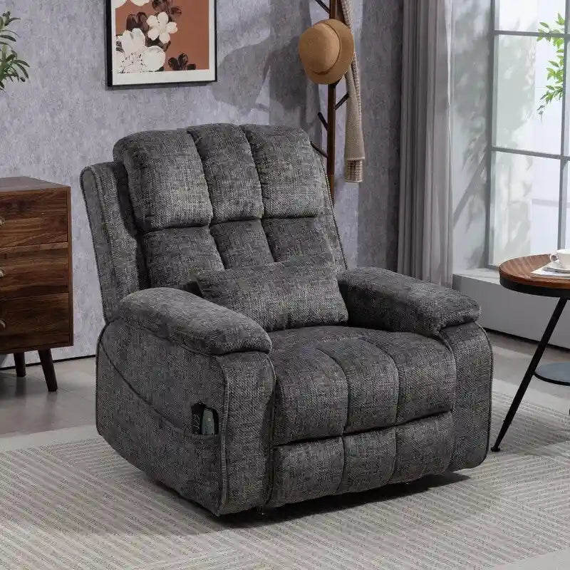 Fauteuil inclinable releveur avec repose-pieds étendu, inclinables surdimensionnés en chenille à double moteur avec chauffage/massage, chargement USB-C