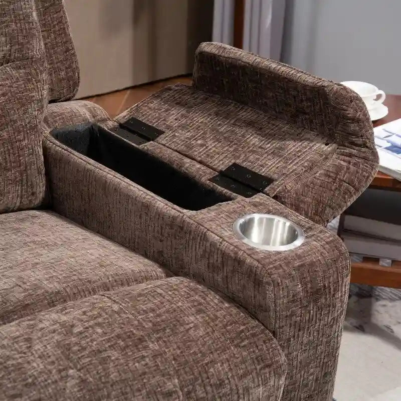 Fauteuil inclinable électrique surdimensionné en chenille avec repose-pieds étendu, assistance au levage, chauffage/massage, chargement USB/Type C et rangement