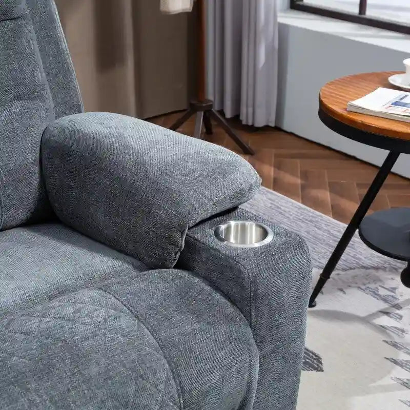 Fauteuil inclinable électrique surdimensionné en chenille avec repose-pieds étendu, assistance au levage, chauffage/massage, chargement USB/Type C et rangement