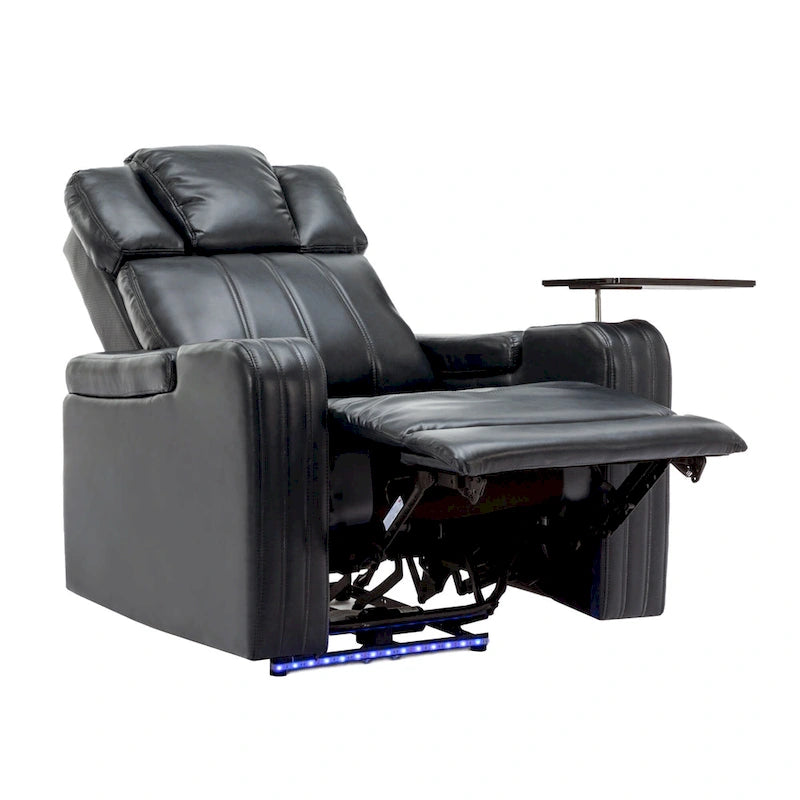 Fauteuil inclinable individuel en similicuir pour cinéma maison avec porte-gobelet réfrigérant, haut-parleur Bluetooth, lumières LED et ports USB