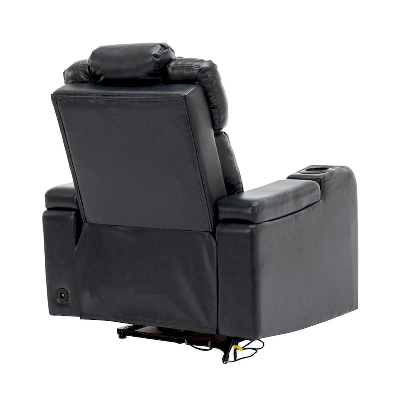 Fauteuil inclinable individuel en similicuir pour cinéma maison avec porte-gobelet réfrigérant, haut-parleur Bluetooth, lumières LED et ports USB