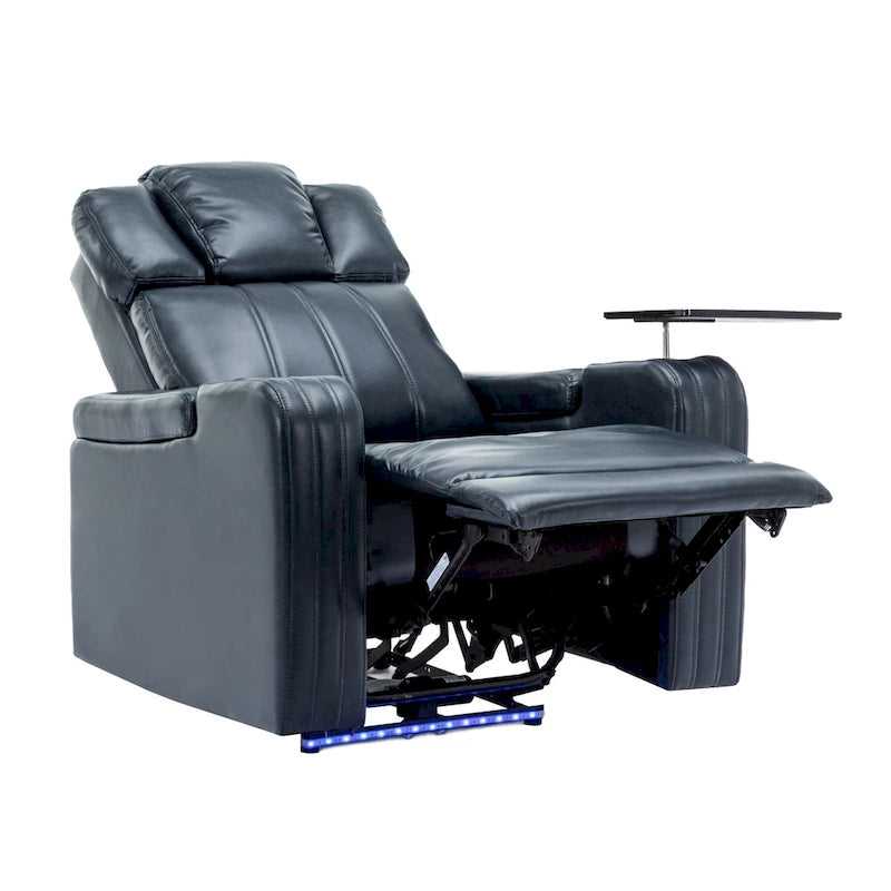 Fauteuil inclinable individuel en similicuir pour cinéma maison avec porte-gobelet réfrigérant, haut-parleur Bluetooth, lumières LED et ports USB