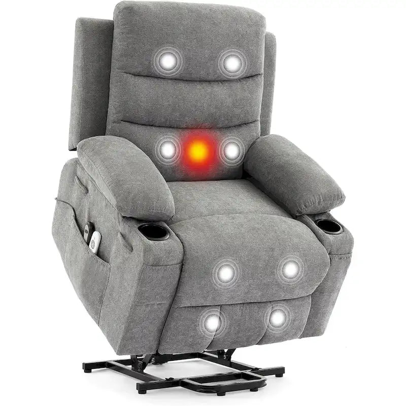 Fauteuil inclinable électrique surdimensionné avec fonction de levage, fauteuil inclinable pour personnes âgées avec chauffage et massage
