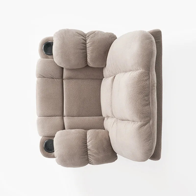 Fauteuil inclinable manuel de luxe Roomfitters en chocolat avec tissu doux pour la peau et deux porte-gobelets