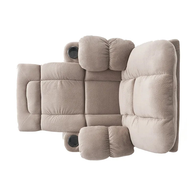 Fauteuil inclinable manuel de luxe Roomfitters en chocolat avec tissu doux pour la peau et deux porte-gobelets