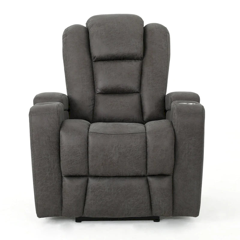Fauteuil inclinable électrique standard Roomfitters de 33 pouces de large avec rangement pour accoudoirs et port USB, ardoise