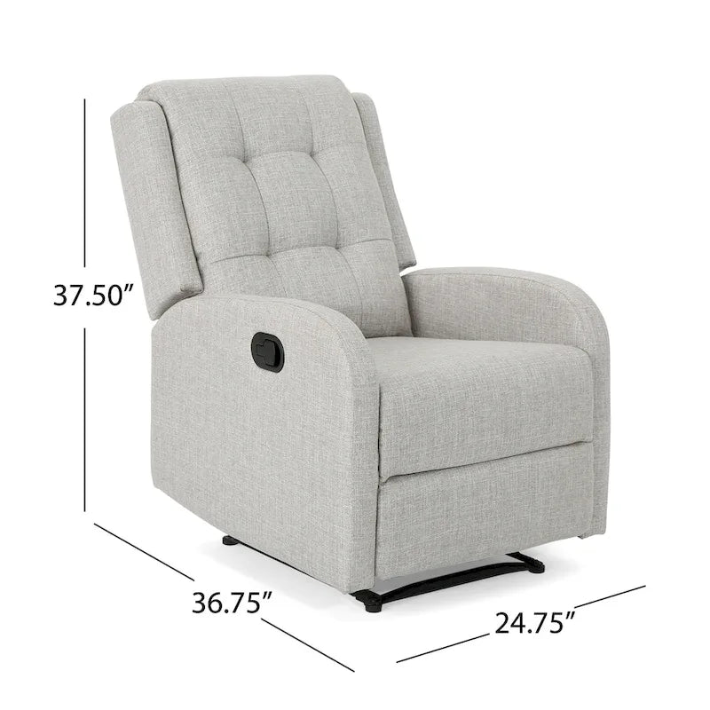 Fauteuil inclinable manuel standard Roomfitters 24,75 pouces de large, fauteuil inclinable douillet pour salon, chambre à coucher, beige