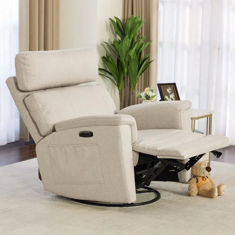 Fauteuil inclinable, pivotant et coulissant MCombo Power, tissu PR601