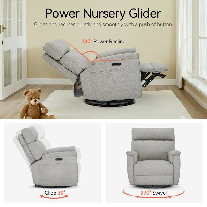 Fauteuil inclinable, pivotant et coulissant MCombo Power, tissu PR601