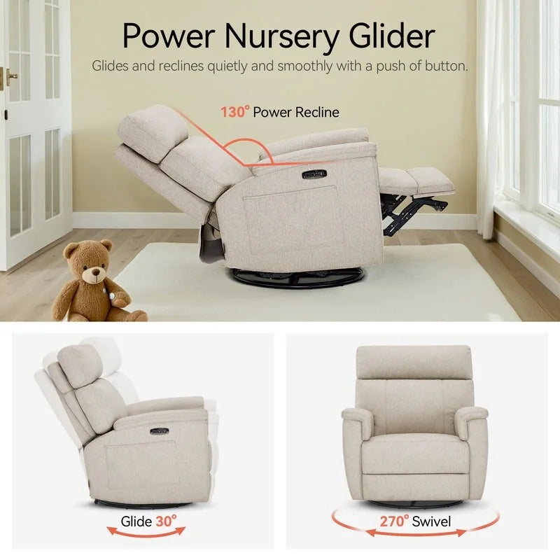 Fauteuil inclinable, pivotant et coulissant MCombo Power, tissu PR601