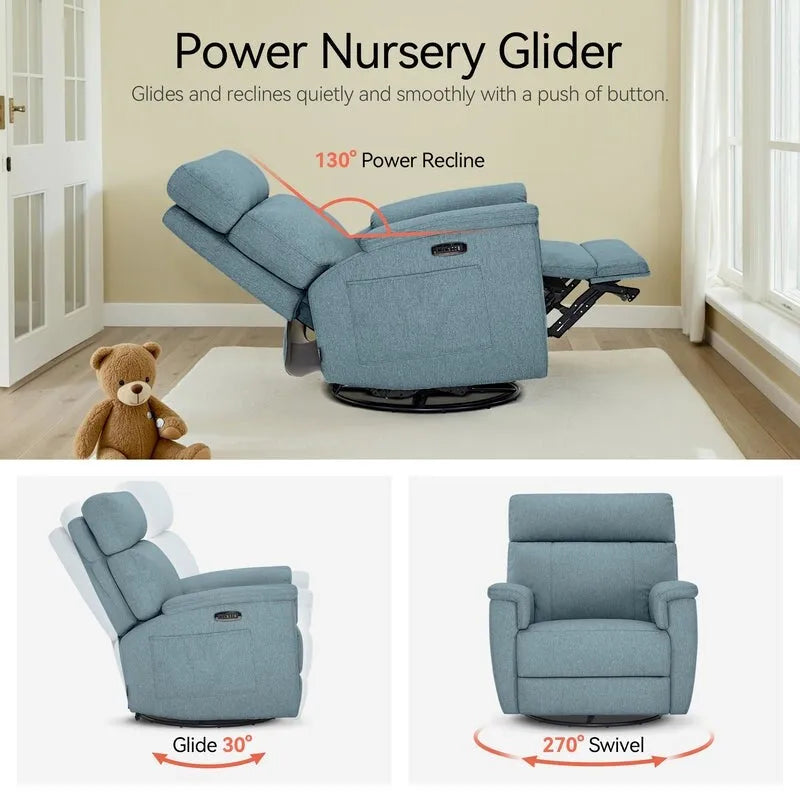 Fauteuil inclinable, pivotant et coulissant MCombo Power, tissu PR601