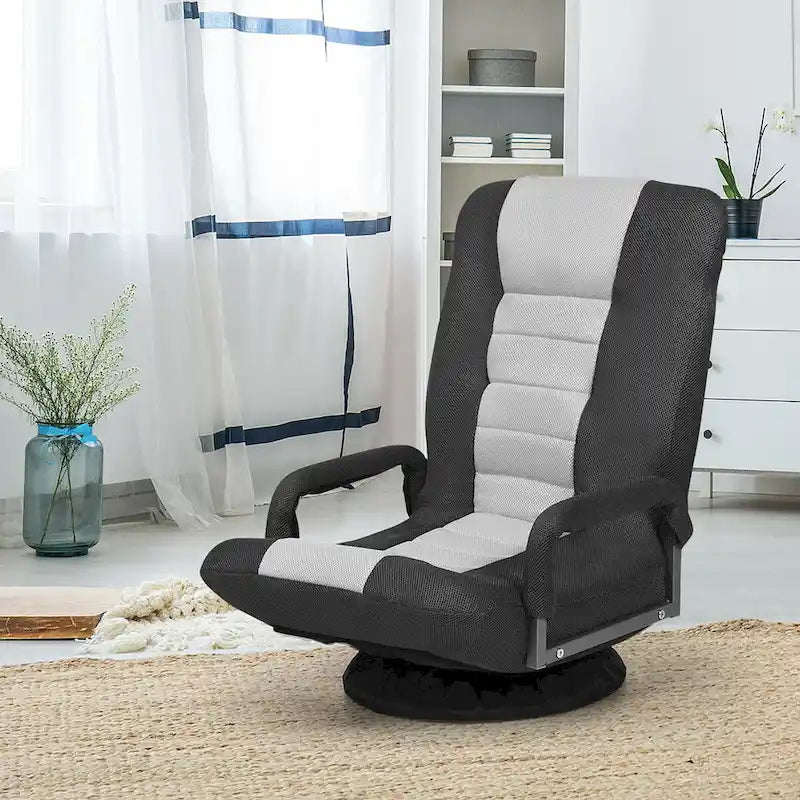 Chaise de jeu au sol pivotante à 360 degrés avec dossier pliable et réglable