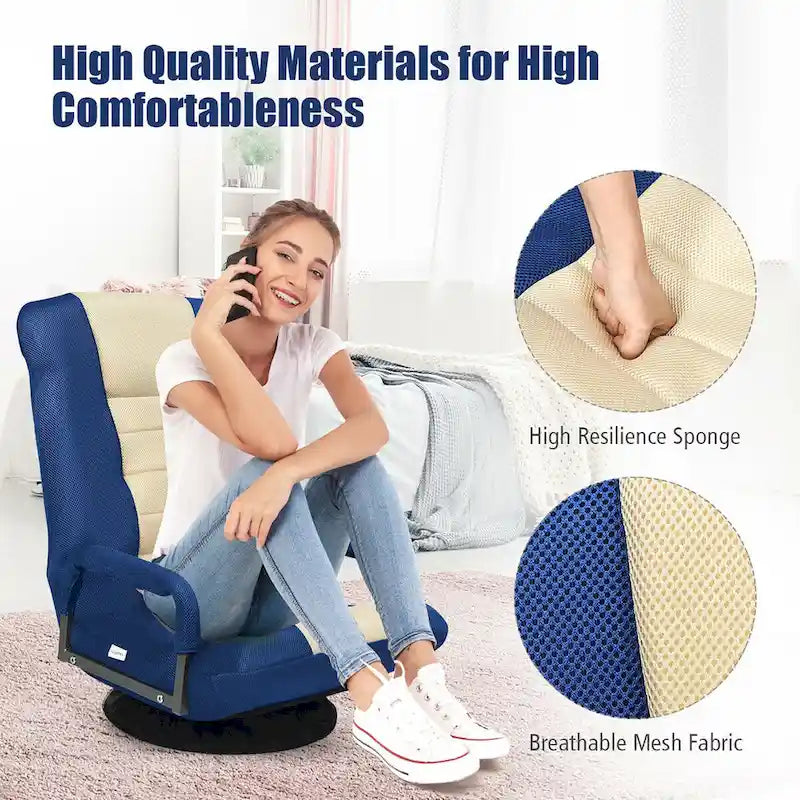 Chaise de jeu au sol pivotante à 360 degrés avec dossier pliable et réglable
