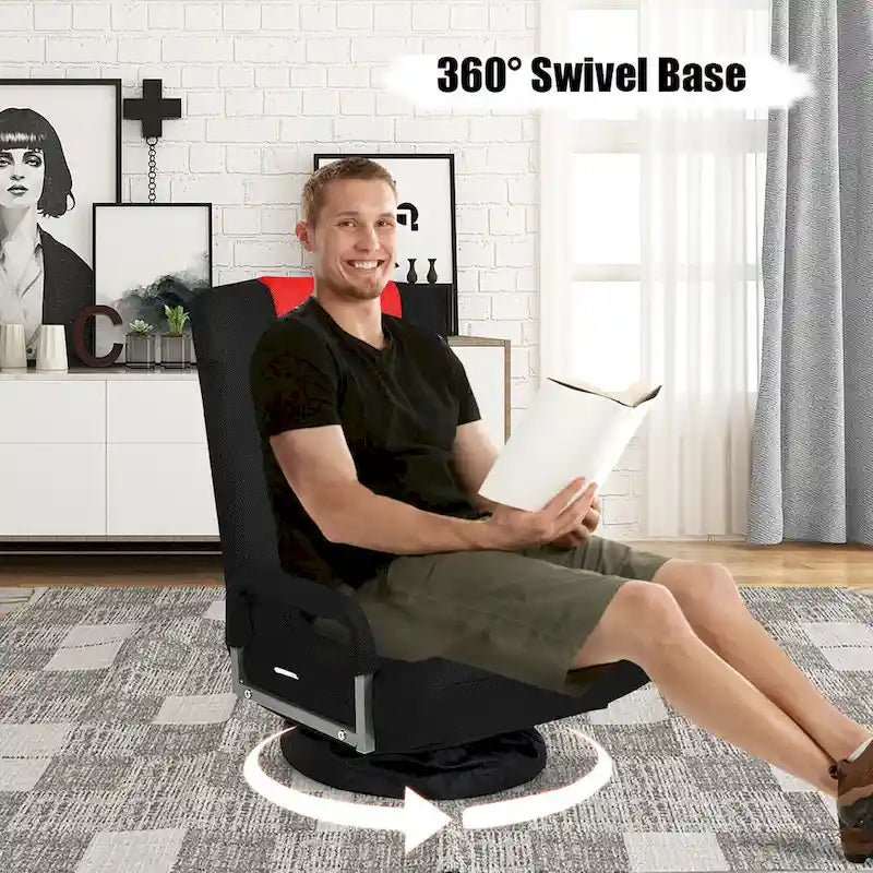 Chaise de jeu au sol pivotante à 360 degrés avec dossier pliable et réglable