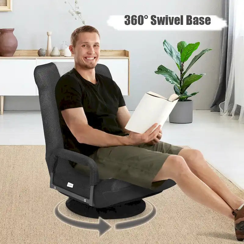 Chaise de jeu au sol pivotante à 360 degrés avec dossier pliable et réglable