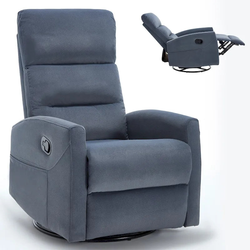 Fauteuil inclinable manuel avec fonction à bascule et pivotante, Fauteuil inclinable en tissu respirant, Fauteuils inclinables pour petits espaces