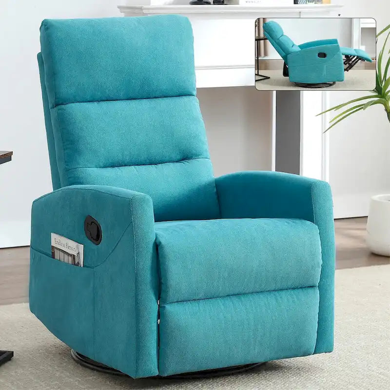 Fauteuil inclinable manuel avec fonction à bascule et pivotante, Fauteuil inclinable en tissu respirant, Fauteuils inclinables pour petits espaces