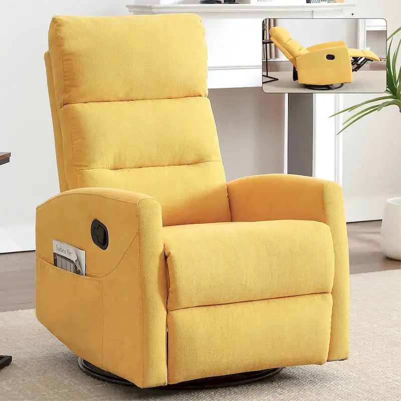 Fauteuil inclinable manuel avec fonction à bascule et pivotante, Fauteuil inclinable en tissu respirant, Fauteuils inclinables pour petits espaces
