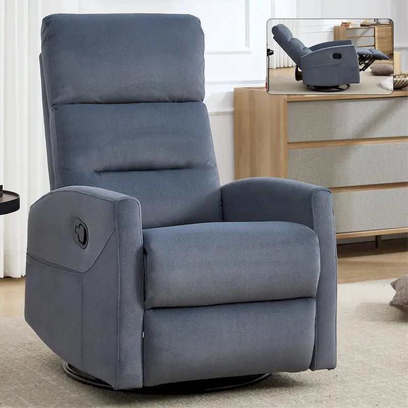 Fauteuil inclinable manuel avec fonction à bascule et pivotante, Fauteuil inclinable en tissu respirant, Fauteuils inclinables pour petits espaces