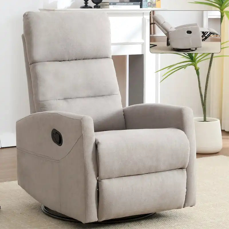 Fauteuil inclinable manuel avec fonction à bascule et pivotante, Fauteuil inclinable en tissu respirant, Fauteuils inclinables pour petits espaces