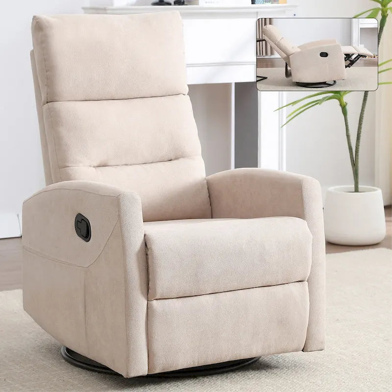 Fauteuil inclinable manuel avec fonction à bascule et pivotante, Fauteuil inclinable en tissu respirant, Fauteuils inclinables pour petits espaces