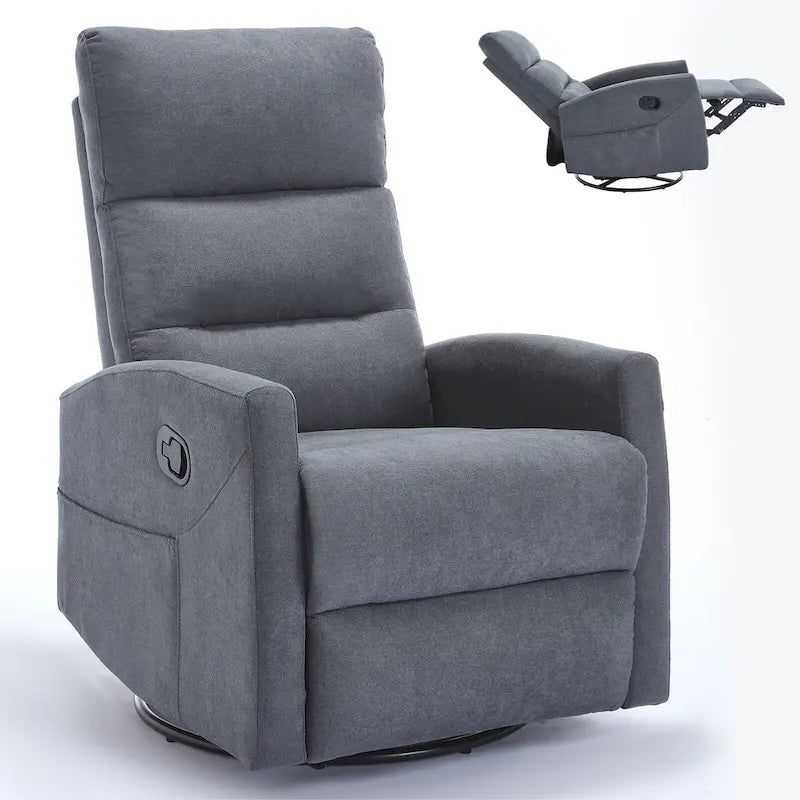 Fauteuil inclinable manuel avec fonction à bascule et pivotante, Fauteuil inclinable en tissu respirant, Fauteuils inclinables pour petits espaces