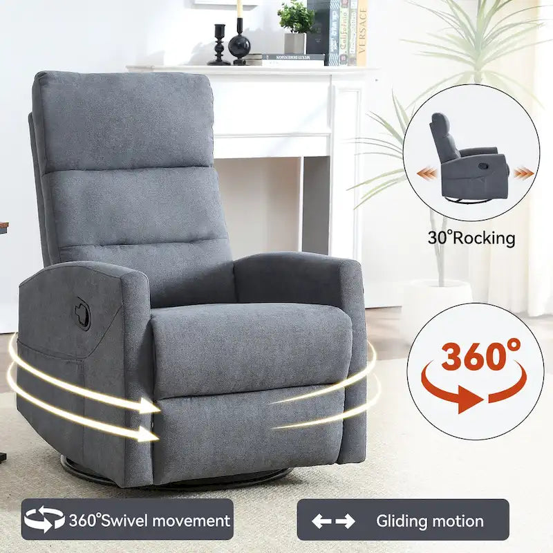 Fauteuil inclinable manuel avec fonction à bascule et pivotante, Fauteuil inclinable en tissu respirant, Fauteuils inclinables pour petits espaces