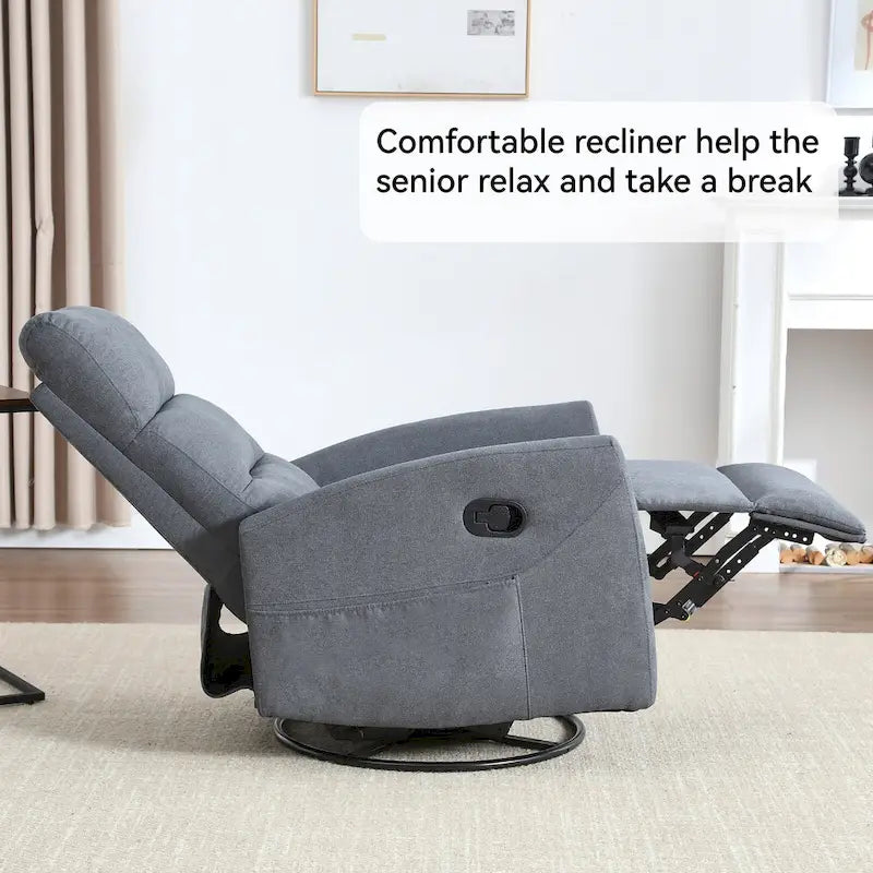 Fauteuil inclinable manuel avec fonction à bascule et pivotante, Fauteuil inclinable en tissu respirant, Fauteuils inclinables pour petits espaces