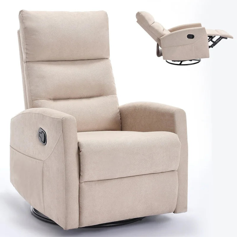 Fauteuil inclinable manuel avec fonction à bascule et pivotante, Fauteuil inclinable en tissu respirant, Fauteuils inclinables pour petits espaces