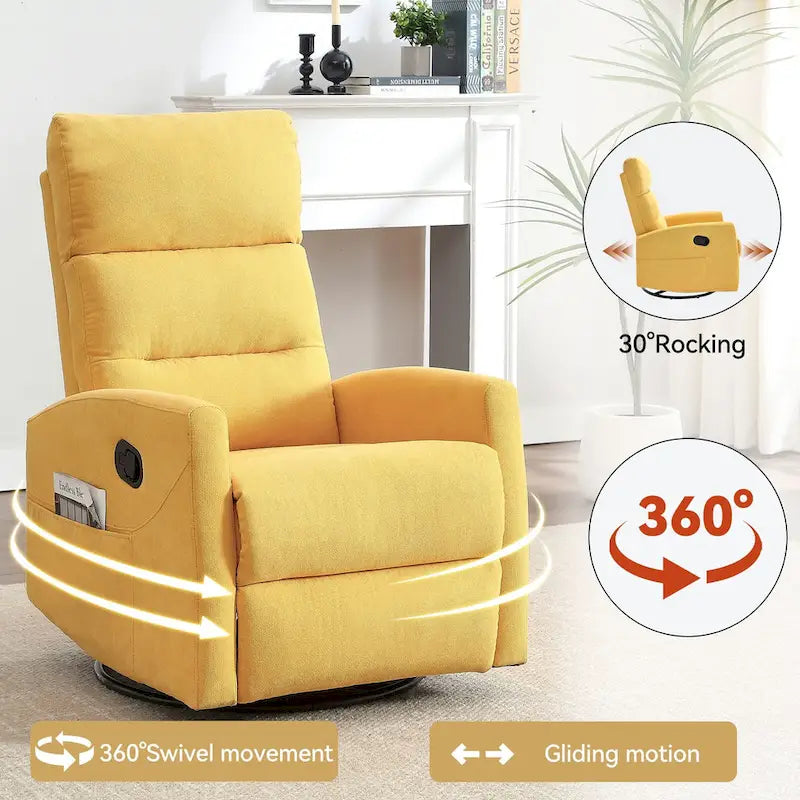 Fauteuil inclinable manuel avec fonction à bascule et pivotante, Fauteuil inclinable en tissu respirant, Fauteuils inclinables pour petits espaces