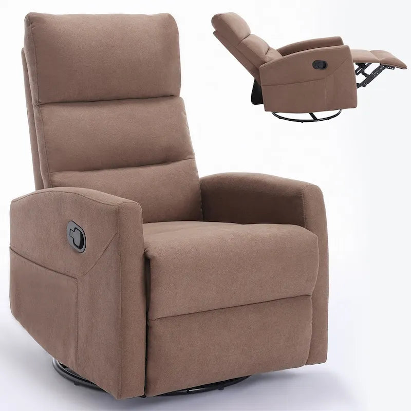 Fauteuil inclinable manuel avec fonction à bascule et pivotante, Fauteuil inclinable en tissu respirant, Fauteuils inclinables pour petits espaces