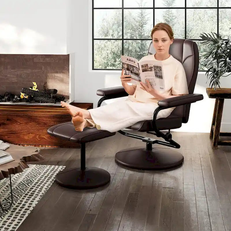 Fauteuil inclinable Costway avec ottoman et repose-pieds rembourré