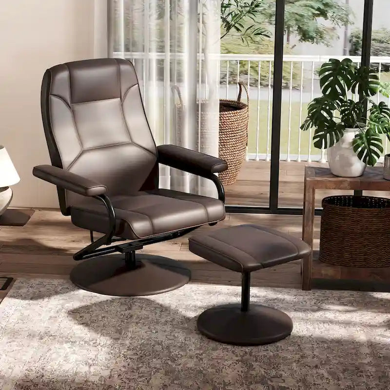 Fauteuil inclinable Costway avec ottoman et repose-pieds rembourré