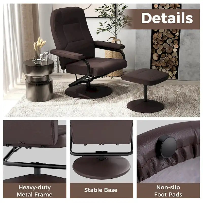 Fauteuil inclinable Costway avec ottoman et repose-pieds rembourré
