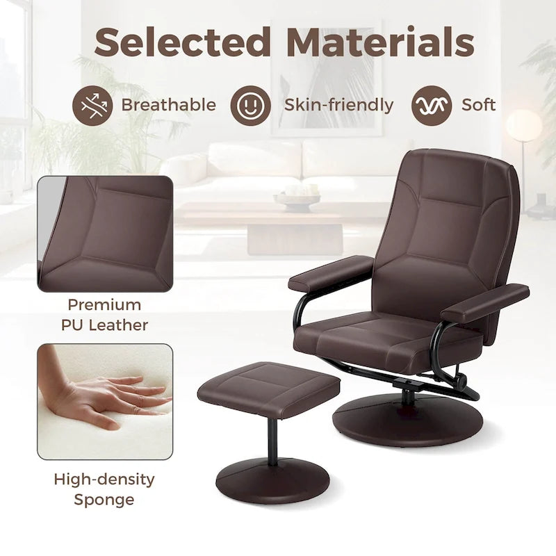 Fauteuil inclinable Costway avec ottoman et repose-pieds rembourré