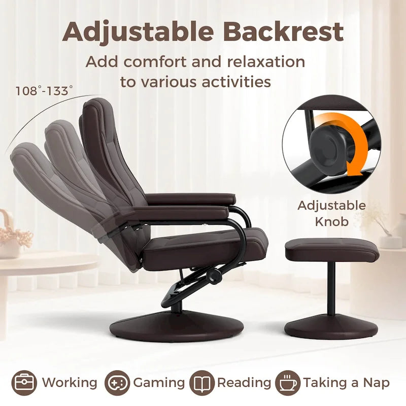 Fauteuil inclinable Costway avec ottoman et repose-pieds rembourré
