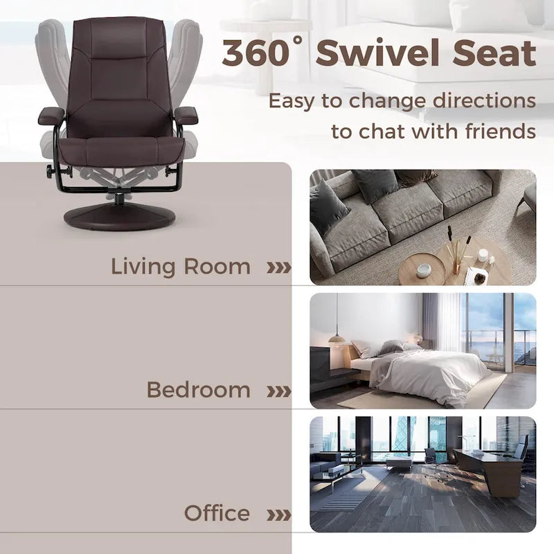 Fauteuil inclinable Costway avec ottoman et repose-pieds rembourré