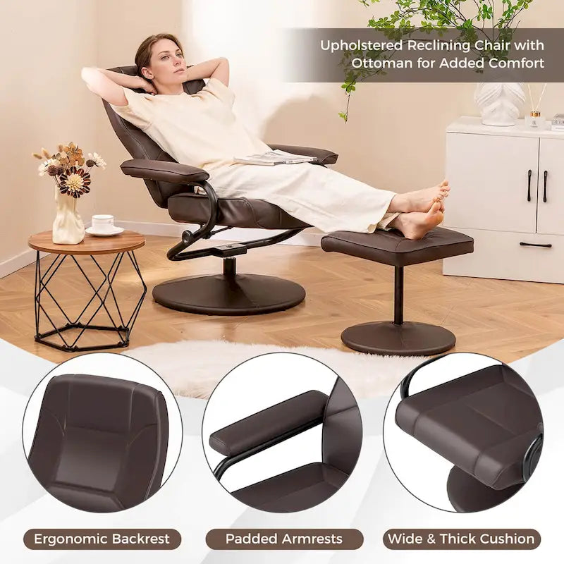 Fauteuil inclinable Costway avec ottoman et repose-pieds rembourré